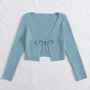 blue tie front cardigan